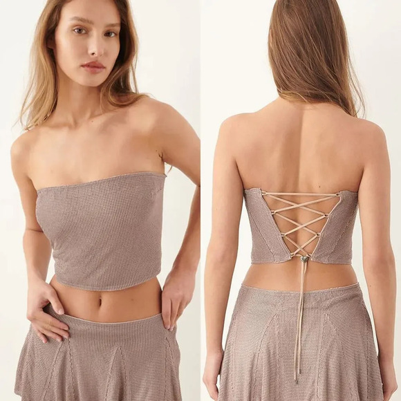 Poster Girl Rosalyn Lace Up Tube Top Vault Size S NWT - Picture 1 of 9